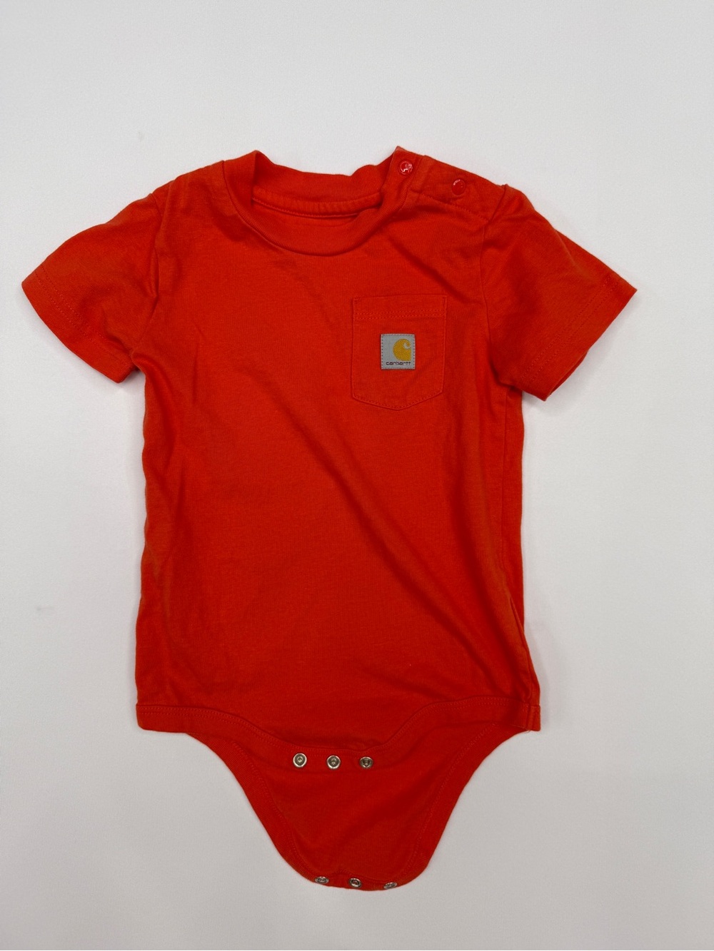 Carhartt Baby Boy Orange Short Sleeve Pocket Bodysuit 18M